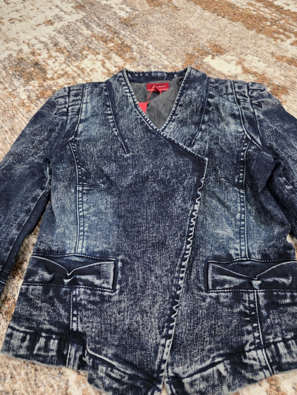 Vero Moda NWT Odelia Acid Wash Denim Blazer Jacket Asymmetric XS 34 Y2K - Picture 2 of 16
